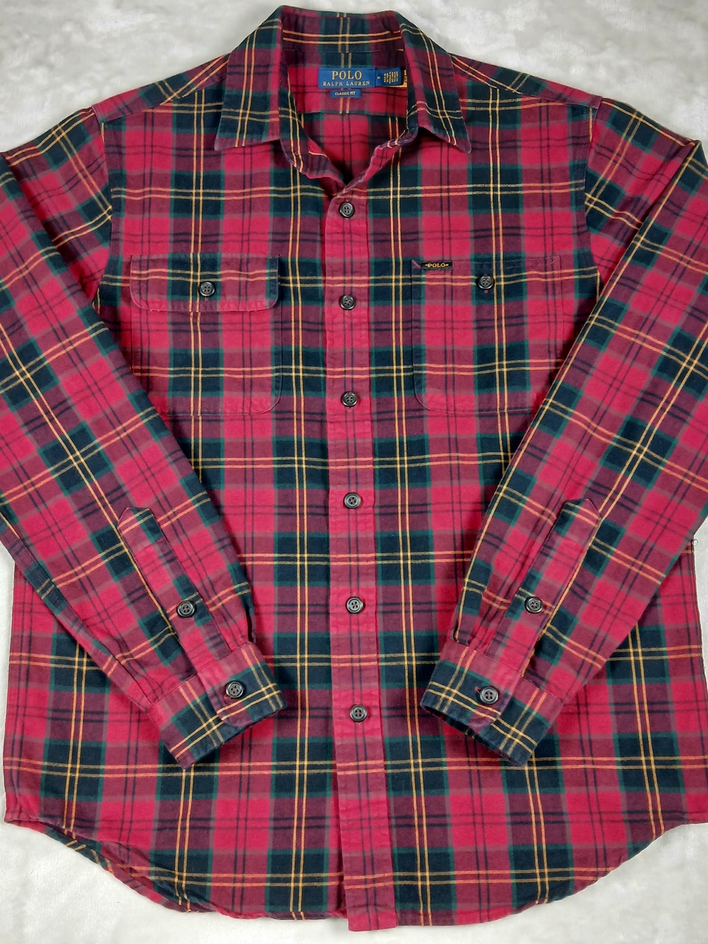 Polo Ralph Lauren Flannel Shirt M Men's Classic Fit Plaid Red
